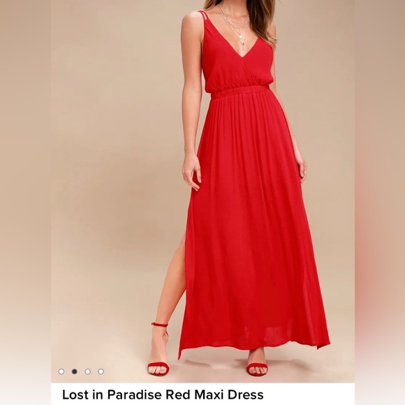 Lulus Lost In Paradise red maxi dress - Picture 2 of 6